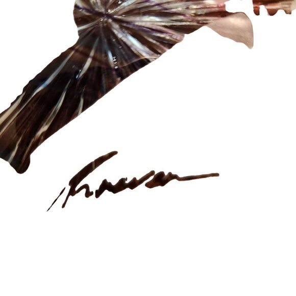 Vintage Iridescent Frosted Glass Bowl W/ Scottie Dog Design & Prism Effect Signe - Picture 8 of 9